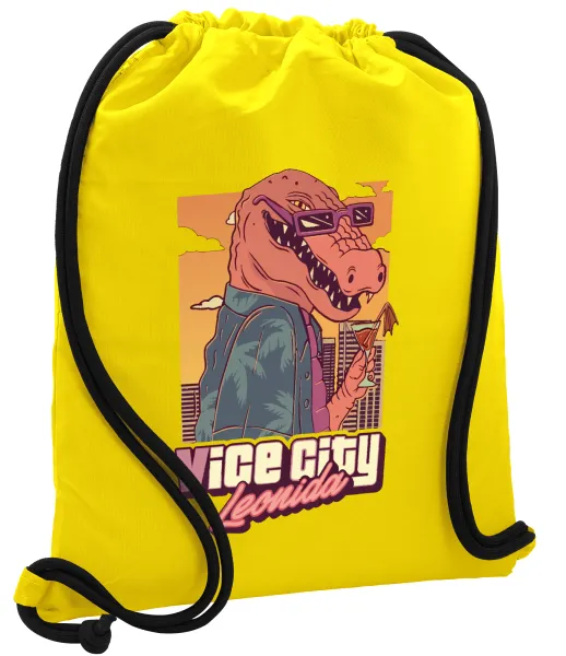Vice City Leonida — Backpack pouch GYMBAG Yellow, with pocket (40x48cm) & thick cords
