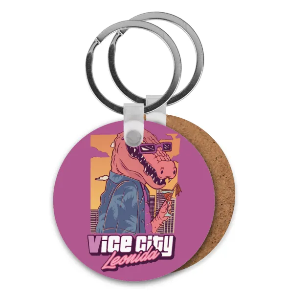 Vice City Leonida — Round wooden MDF keychain, Ø5cm