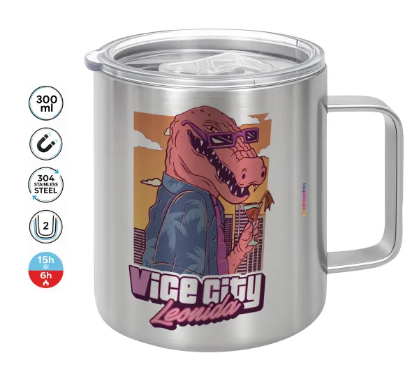 Vice City Leonida — Double-walled stainless steel mug 300ml with temperature-retaining lid