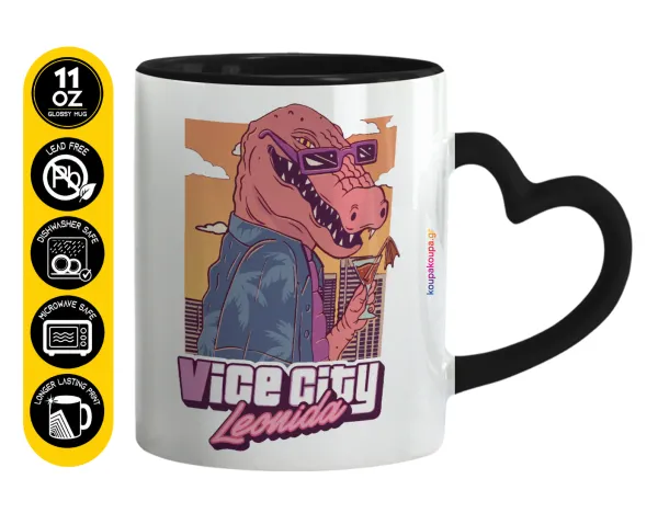 Vice City Leonida — Mug heart black handle, ceramic, 330ml