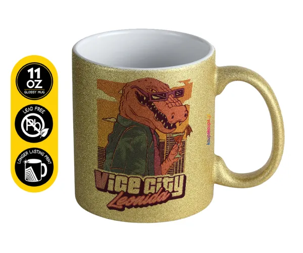 Vice City Leonida — Gold glitter mug that sparkles, ceramic, 330ml