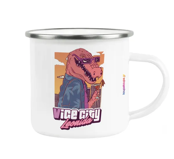 Vice City Leonida — Metallic enamel cup white 360ml