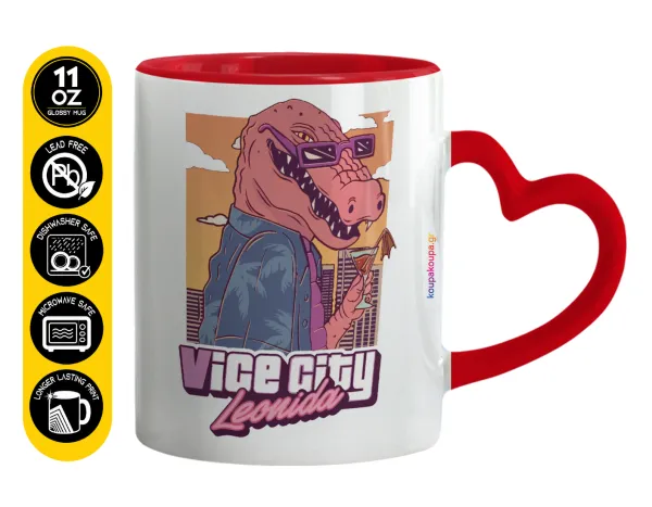 Vice City Leonida — Mug heart red handle, ceramic, 330ml