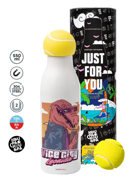 Vice City Leonida — Tennis ball Metal mug thermos White, double wall, 550ml
