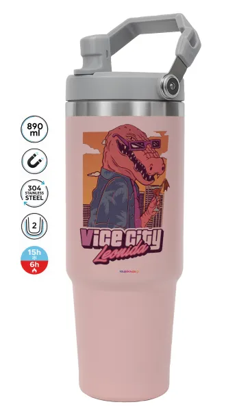Vice City Leonida — PINK Travel Tumbler with Handle 890ml
