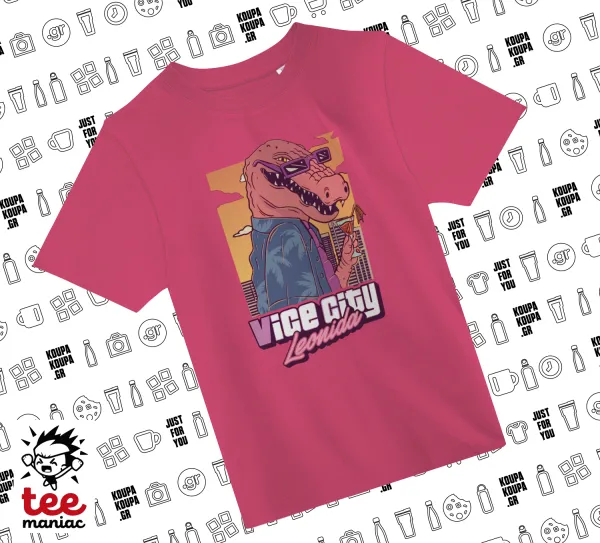 Vice City Leonida — PINK childrens T-Shirt made of 100% cotton, for every day. Vegan & OEKO-TEX certified.
