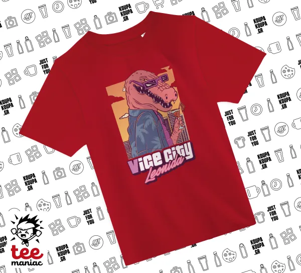 Vice City Leonida — RED childrens T-Shirt made of 100% cotton, for every day. Vegan & OEKO-TEX certified.