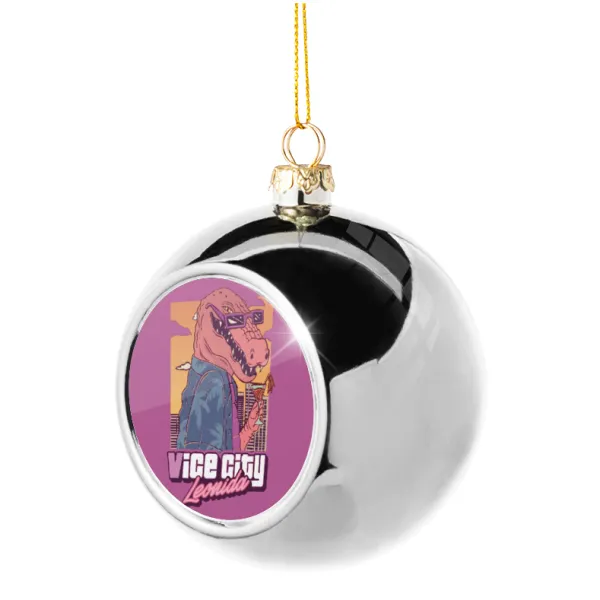 Vice City Leonida — Silver 8cm Christmas tree ball ornament