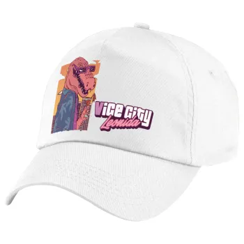 Vice City Leonida, Πεντάφυλλο καπέλο Λευκό, 100% Βαμβακερό (Twill), με ρύθμιση, unisex