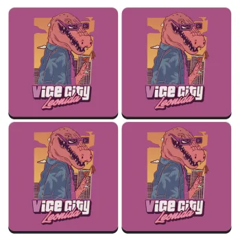 Vice City Leonida, ΣΕΤ 4 Σουβέρ ξύλινα τετράγωνα (9cm)