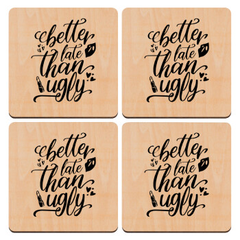 Better late than ugly, ΣΕΤ x4 Σουβέρ ξύλινα τετράγωνα plywood (9cm)