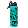 Metallic water bottle with safety lid, 850ml aluminum
