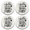 SET of 4 round wooden coasters (9cm)
