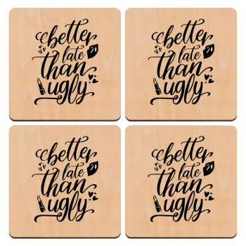 Better late than ugly, ΣΕΤ x4 Σουβέρ ξύλινα τετράγωνα plywood (9cm)