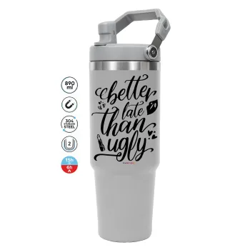 Better late than ugly, GREY color, 890ml (30oz) stainless Steel Tumbler with Handle
