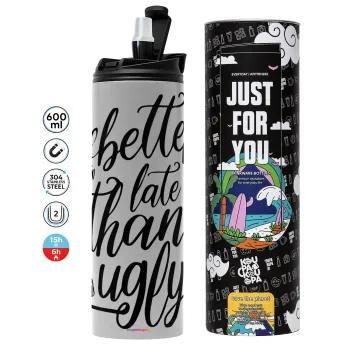 Better late than ugly, Tumbler stainless steel GREY 600ml