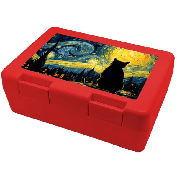 Black Cat — Children's cookie container RED 185x128x65mm (BPA free plastic)