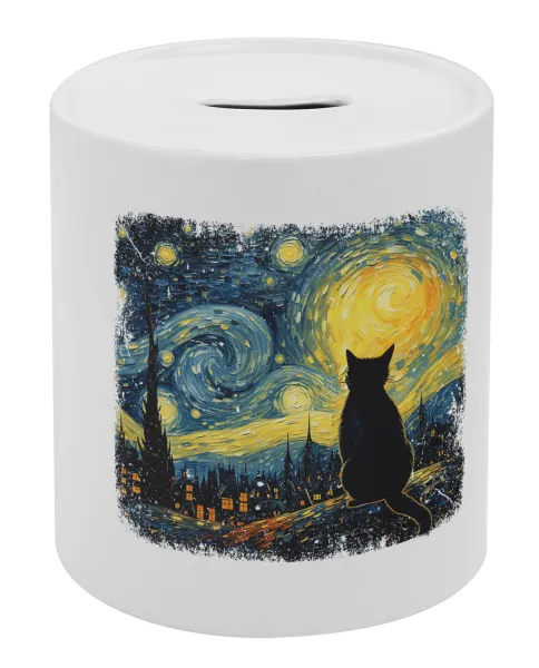 Black Cat — Porcelain money box with stopper