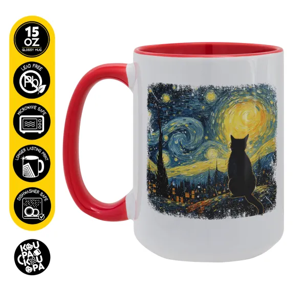 Starry Night Cat — Mega 15oz Κόκκινη