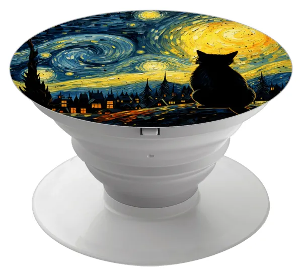Black Cat — Phone Holders Stand  White Hand-held Mobile Phone Holder