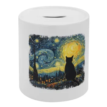 Starry Night Cat, Κουμπαράς πορσελάνης με τάπα