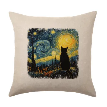 Black Cat, Μαξιλάρι καναπέ ΛΙΝΟ 40x40cm περιέχεται το  γέμισμα