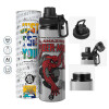 Metallic water bottle with safety cap, 850ml aluminum