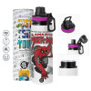 Metallic water bottle with safety lid, 850ml aluminum
