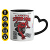 Mug heart black handle, ceramic, 330ml