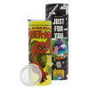 Neon Yellow Travel Tumbler, with metal straw (Stainless steel 304 Food grade, BPA free, 600ml)