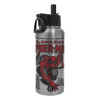 Metal mug thermo Silver with Straw and Spout Lid (Stainless steel), double wall, 950ml