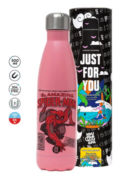 Spiderman the amazing — Metal mug thermos Pink Mat (Stainless steel), double wall, 500ml