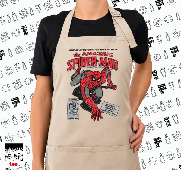 Spiderman the amazing — SAND Ποδιά μαγειρικής μακριά Σεφ ολόσωμη με τσέπες (ΕΝΗΛΙΚΩΝ, SAND, ONE SIZE)
