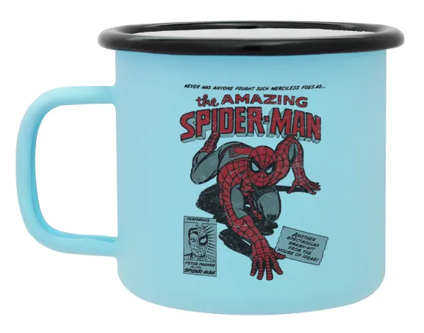 Spiderman the amazing — Κούπα Μεταλλική εμαγιέ ΜΑΤ σιέλ 360ml