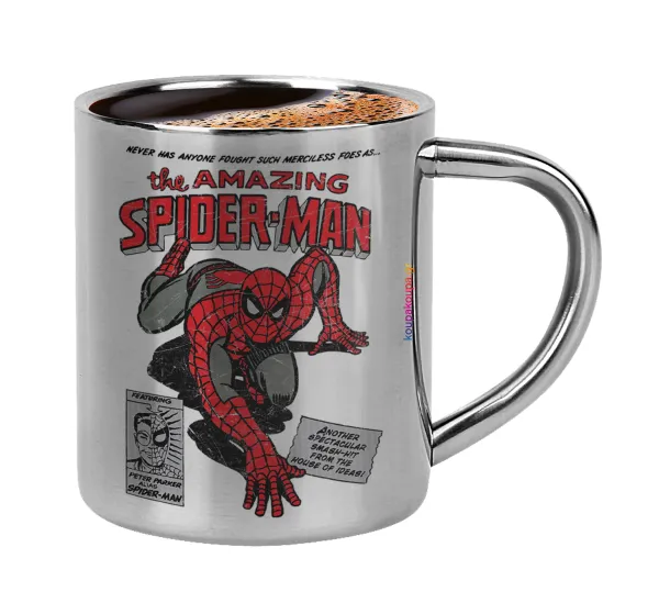 Spiderman the amazing — Double-wall metal cup for espresso (220ml)