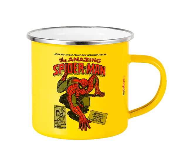 Spiderman the amazing — Yellow Enamel Metallic Cup 360ml