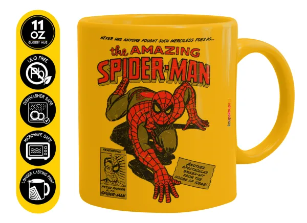Spiderman the amazing — Ceramic coffee mug yellow, 330ml