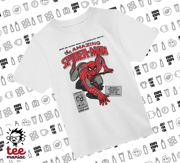 Spiderman the amazing — ΛΕΥΚΟ Άνετο παιδικό T-Shirt από 100% βαμβάκι, για κάθε μέρα. Vegan & OEKO-TEX πιστοποιημένο.
