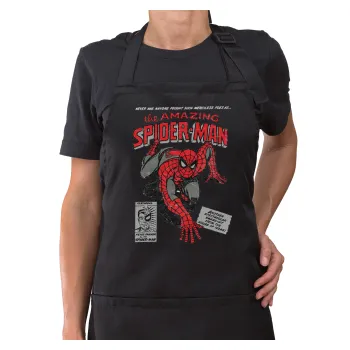 Spiderman the amazing, Μαύρη Ποδιά μαγειρικής Σεφ ολόσωμη με τσέπες (ΕΝΗΛΙΚΩΝ)