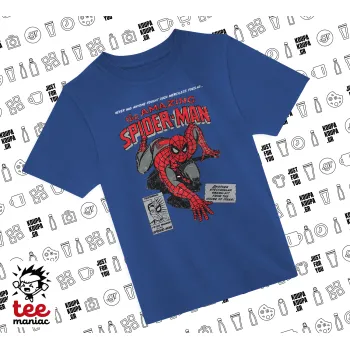 Spiderman the amazing, ΜΠΛΕ Παιδικό T-Shirt από 100% βαμβάκι, για κάθε μέρα. Vegan & OEKO-TEX πιστοποιημένο.