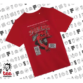 Spiderman the amazing, ΚΟΚΚΙΝΟ Άνετο παιδικό T-Shirt από 100% βαμβάκι, για κάθε μέρα. Vegan & OEKO-TEX πιστοποιημένο.