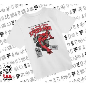 Spiderman the amazing, ΛΕΥΚΟ Άνετο παιδικό T-Shirt από 100% βαμβάκι, για κάθε μέρα. Vegan & OEKO-TEX πιστοποιημένο.