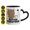 Mug heart black handle, ceramic, 330ml