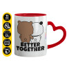Mug heart red handle, ceramic, 330ml