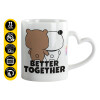 Mug heart handle, ceramic, 330ml