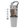 ΓΚΡΙ Travel Tumbler Θερμός με χερούλι και καλαμάκι 890ml