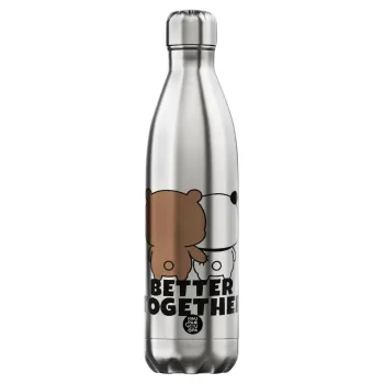 Bubu & Dudu Better together, Μεταλλικό παγούρι θερμός Inox (Stainless steel), διπλού τοιχώματος, 750ml