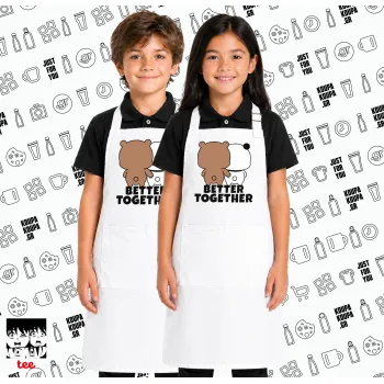 Bubu & Dudu Better together, Λευκή Παιδική Ποδιά μαγειρικής με τσέπες