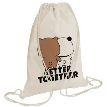 Bubu & Dudu Better together, Τσάντα πλάτης πουγκί GYMBAG natural (28x40cm)