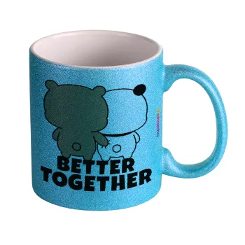 Bubu & Dudu Better together, Κούπα Σιέλ Glitter που γυαλίζει, κεραμική, 330ml